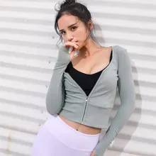 Женская куртка для бега, с длинным рукавом, на молнии, для фитнеса, йоги, рубашка, Топ для тренировок, для спортзала, спортивная одежда, пальто для тренировок, быстросохнущая, нейлон, спандекс