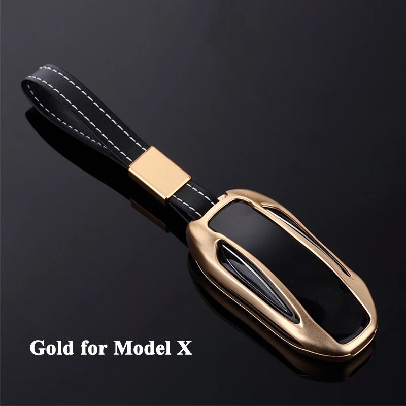 Gold for Model X 1 шт. SEEYULE Стайлинг алюминиевый сплав автомобильный пульт дистанционного ключа чехол для ключа протектор оболочки автомобильные аксессуары для Tesla модель S модель X - Название цвета: Gold for Model X