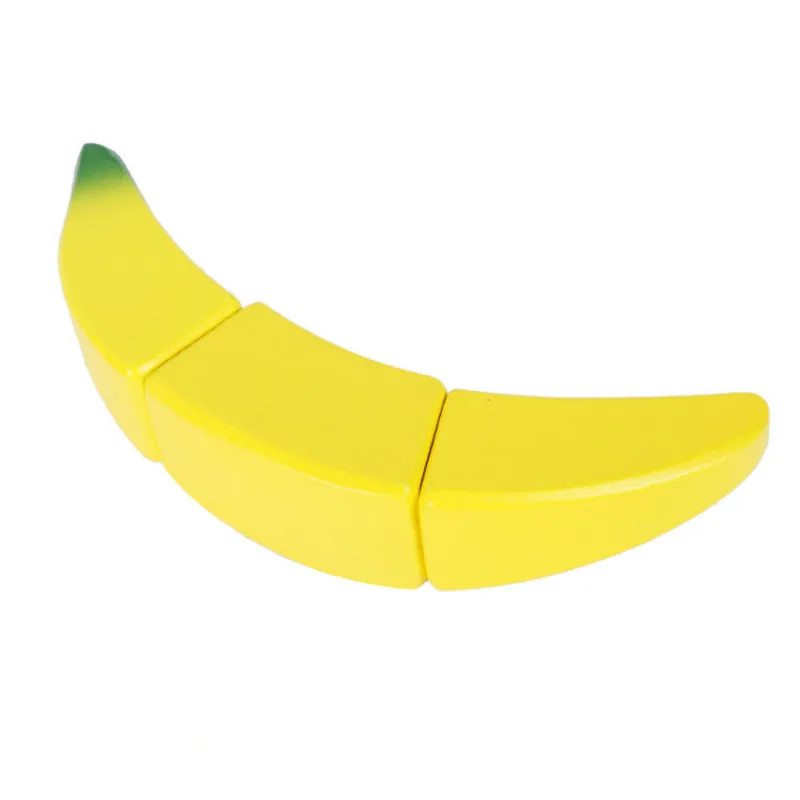 Banana Пластиковые Кухонные фрукты ролевые игры Набор для резки деревянный магнитный клубника/арбуз/груша Красочные Образовательные игрушки для детей - Цвет: Banana