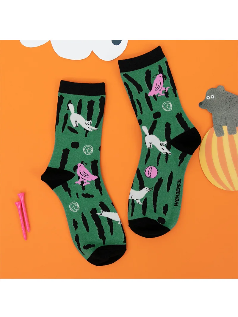 5 Pairs A Lot Harajuku Socks For Men And Women Designer Pattern Illustration Jacquard High-quality Sock