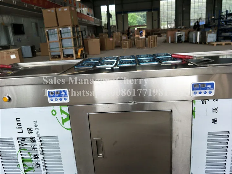 R410 110v фритюрница с двумя отсеками Таиланд плоский поддон рулон Жареная Машина для мороженого