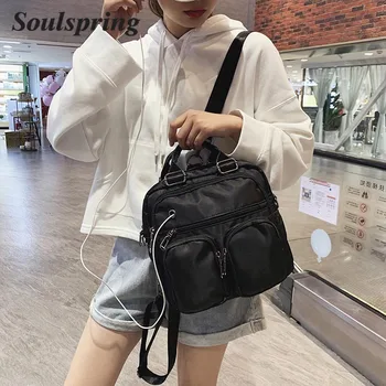 

2019 New Fashion Ladies Backpack Solid Color Black Multi-purpose Oxford Large Back pack School Backpak For Girls Trval Bags