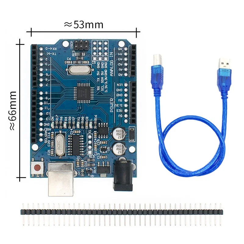 Один комплект tenstar Robot UNO R3 ATmega328P/CH340G Чип 16 МГц для Arduino UNO R3 - Цвет: Blue With USB Cable