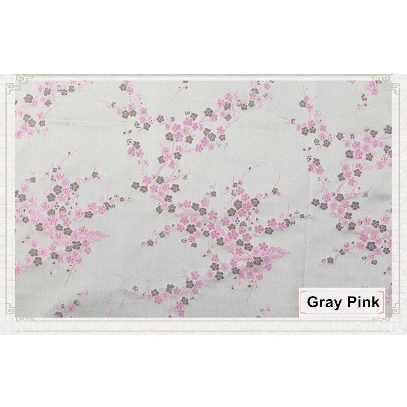 Gray Pink Парча жаккардовая ткань Дамасская ткань полиэстер традиционная одежда ткань элегантная ткань как шелк ткань - Цвет: Gray Pink