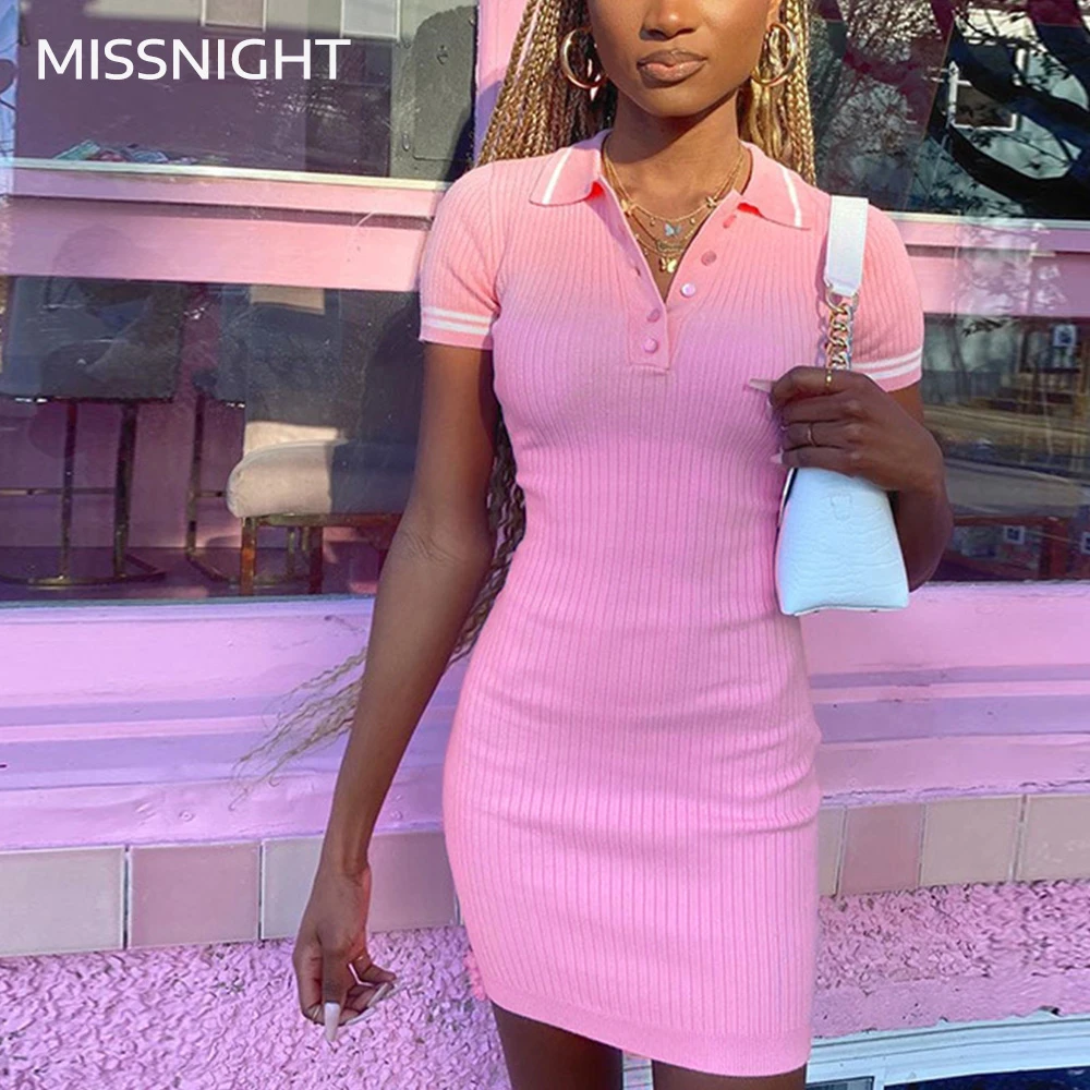 Missnight сексуальное облегающее мини футболка Платья для Женская на весенний сезон