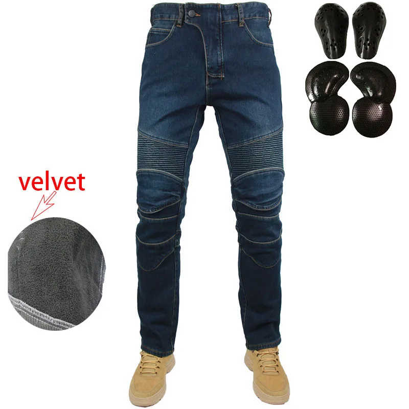 2 Colors Kominie Stretch Thick Motorcycle Rider Racing Denim Jeans Anti  fall Winter Pants Plus Velvet With Protective Gears|Trousers| - AliExpress