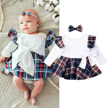 

0-18M Christmas Newborn Kid Baby Girl Clothes Long Sleeve Plaids Romper tutu Dress Elegant Cute Xmas Party Princess Outfits