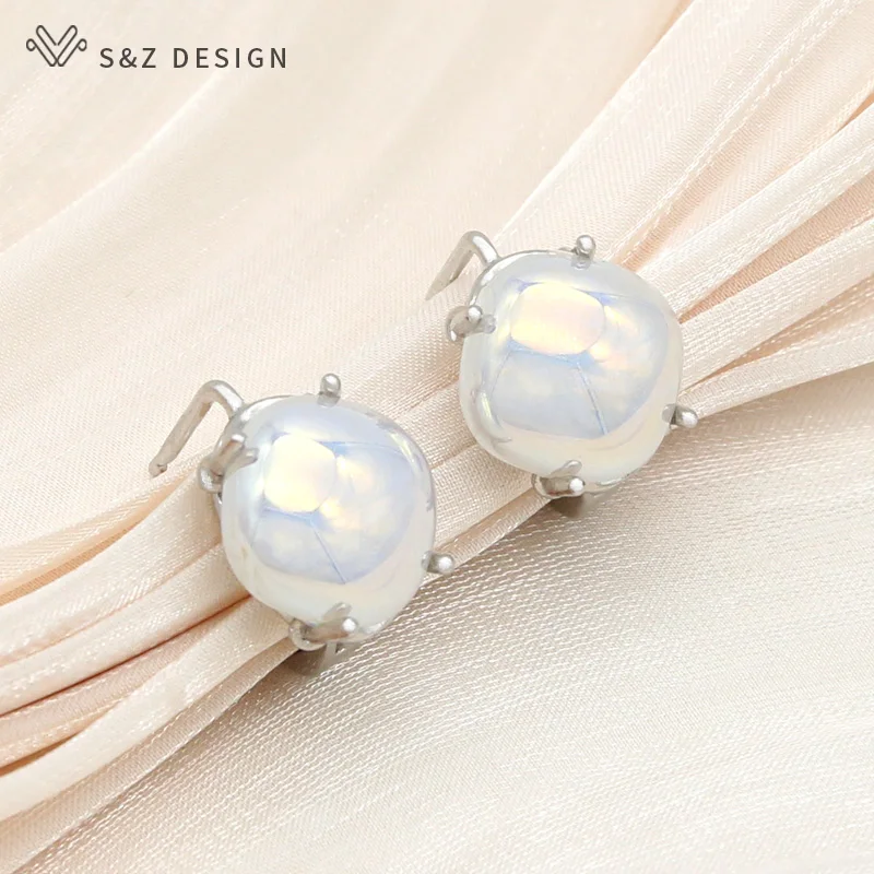 S&Z DESIGN New Fashion Rose Gold Color Square Dangle Earrings For Women Girl Wedding Elegant Jewelry