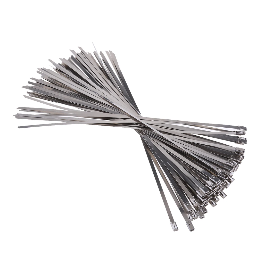 MagiDeal Stainless Steel Cable Zip Ties For Motorcycle Exhaust Self Locking