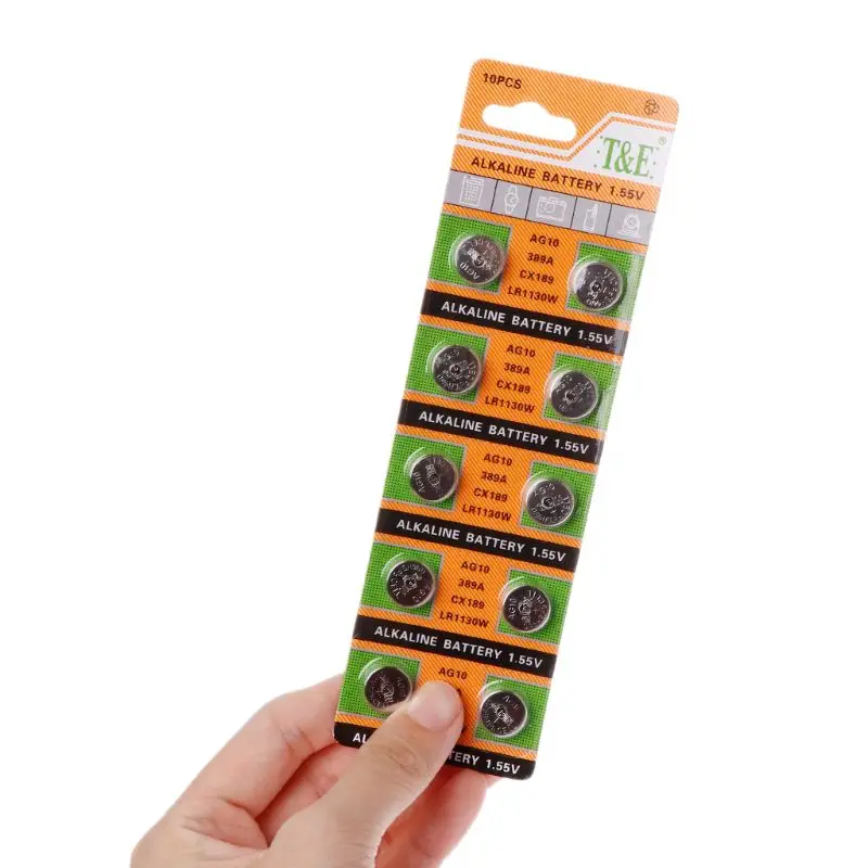 10PCS Button Coin Cell Battery AG10 1.5V Watch Batteries SR54 389 189 LR1130 SR1130 Toys Control Remote Drop Shipping