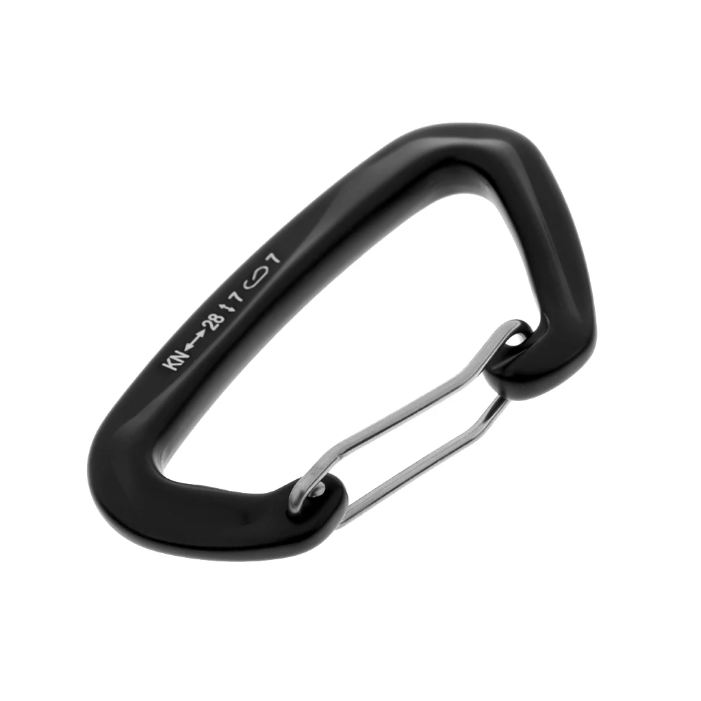 28KN Aluminum Wire Gate Lock Carabiner Hook Rock Climbing Rappelling Quickdraw Spring Snap Locking D Shape Carabiner