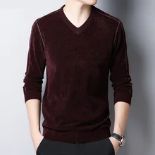 Мужской свитер, мужской осенний зимний свитер с v-образным вырезом и длинным рукавом, мужской свободный джемпер
