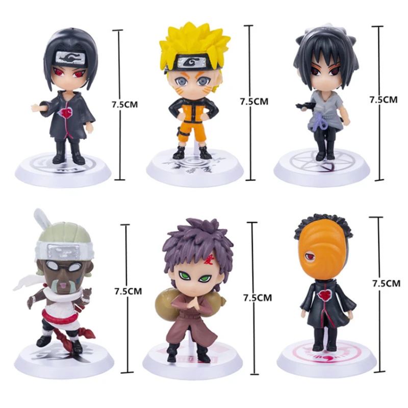 

6-18Pcs/Set 7-8CM Naruto Figures Anime Model Sasuke Kakashi Gaara Sakura Q Version PVC Cute Doll Kids Gift Bulk Buy Lots Toys