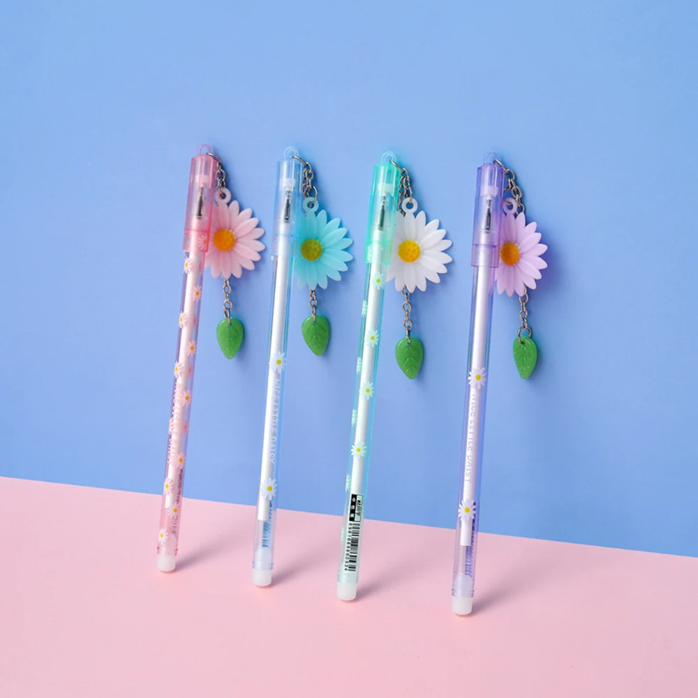 

4 Pcs/lot Cute Daisy Gel Pen 0.5mm Black Ink Creative Student Learning Office Writing Signature Pen Stationery