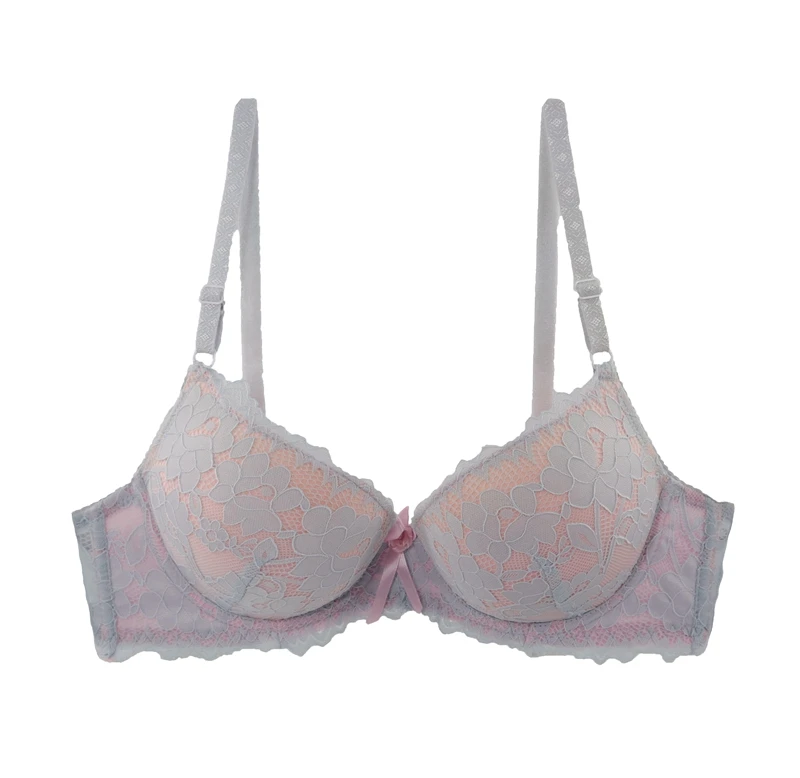 White Pink Plusgalpret Sexy ABCD Cup Bras for Women Floral Lace Embroidery Bra Push Up Underwired Bh Intimates Female Underwear - Цвет: White Pink