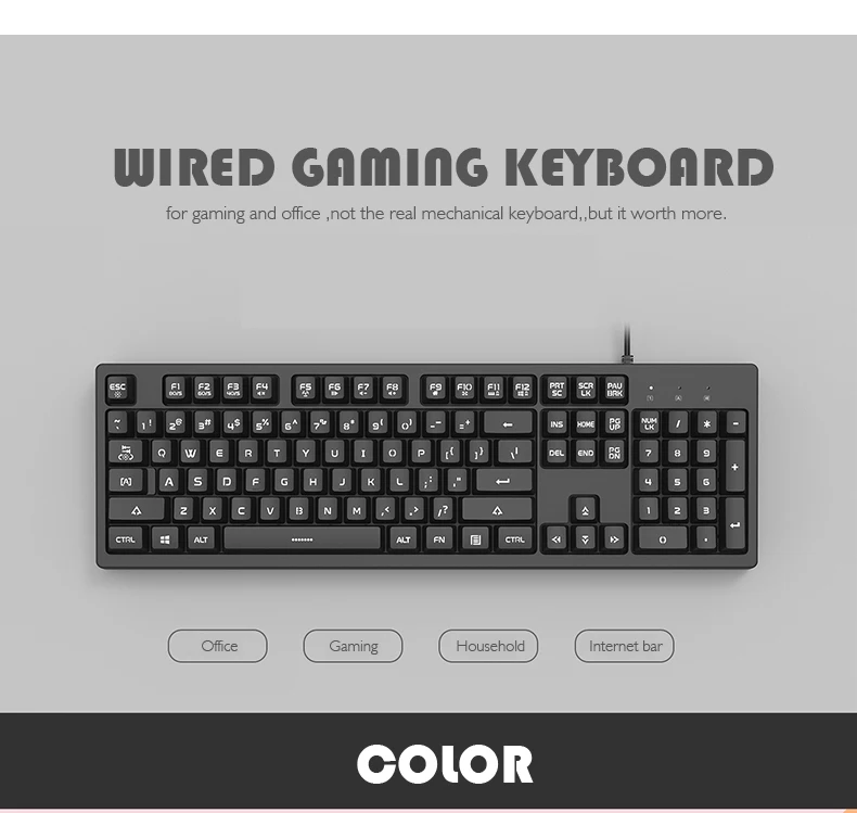 [Новинка] Проводная клавиатура 104 клавиш эргономичный дизайн, плавающие клавиши дизайн модные доски для компьютера/ноутбука ПК игр/офиса