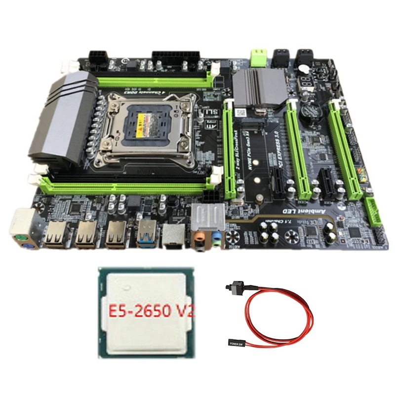 Компьютерная материнская плата X79 LGA2011 USB3.0 SATA3.0 с процессором E5 2650 V2 + кабель