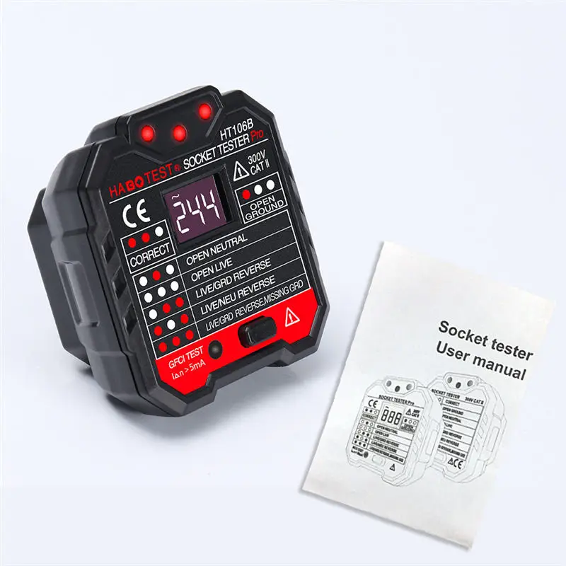 Multifunction Electroscope Digital Display Socket Tester Plug Polarity Phase Check Detector Voltage Tester for Electrician