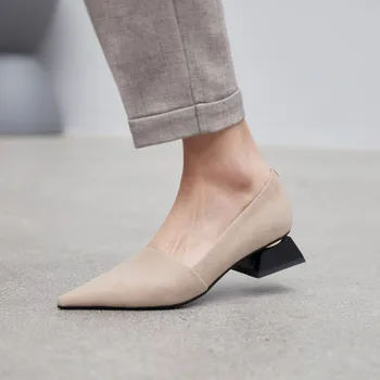 

Big Size 9 10 11 12 ladies high heels women shoes woman pumps Pointed shallow-mouthed plain square-heeled single shoes