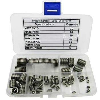 

60Pcs Silver M3-M12 Car Thread Repair Insert Kit Set Stainless Steel For Hardware Repair Tools