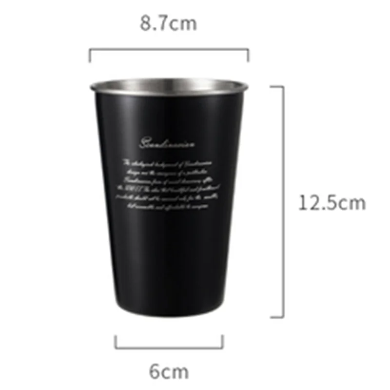 Style B Cup Новинка 500 мл черная кофейная кружка из нержавеющей стали с крышкой с креативным буквенным узором для путешествий, кемпинга, чая, молочные чашки для дома, офиса, школьный подарок - Цвет: Style B Cup