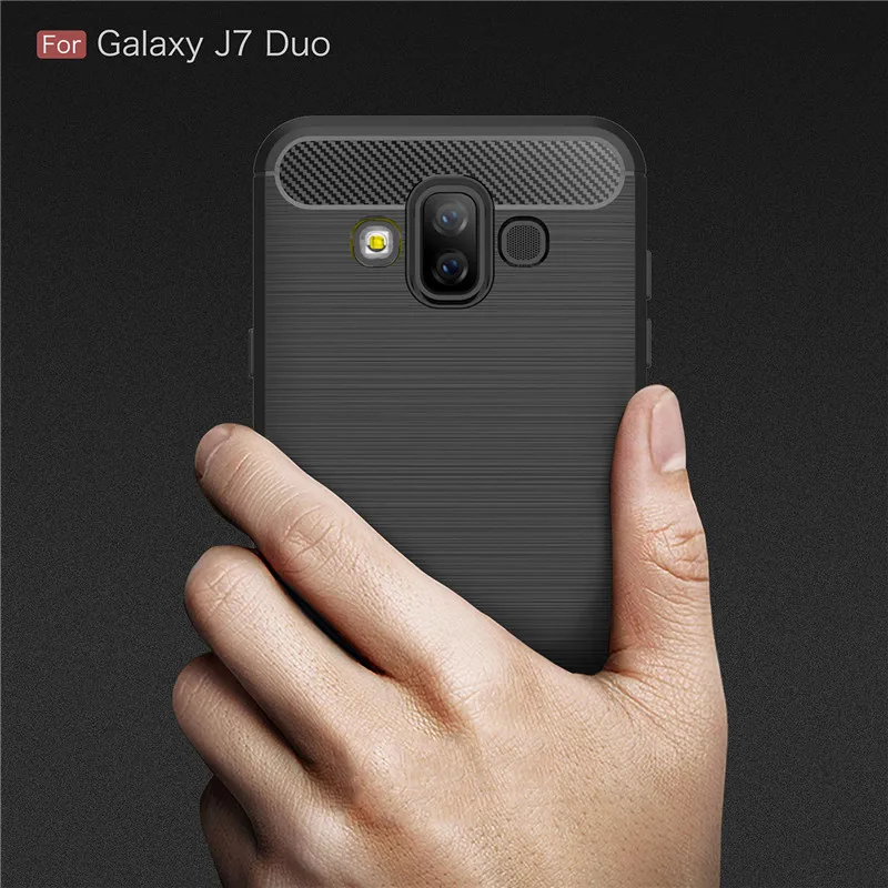 Чехол из углеродного волокна для Samsung galaxy J7 DUO силиконовый чехол мягкий ТПУ J7Duo