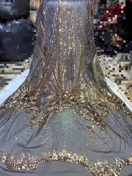 

Sequins Lace Fabric 2020 African Tulle Lace Fabric Embroidery African French Lace With Sequins For Nigerian Wedding Dress YYZ78