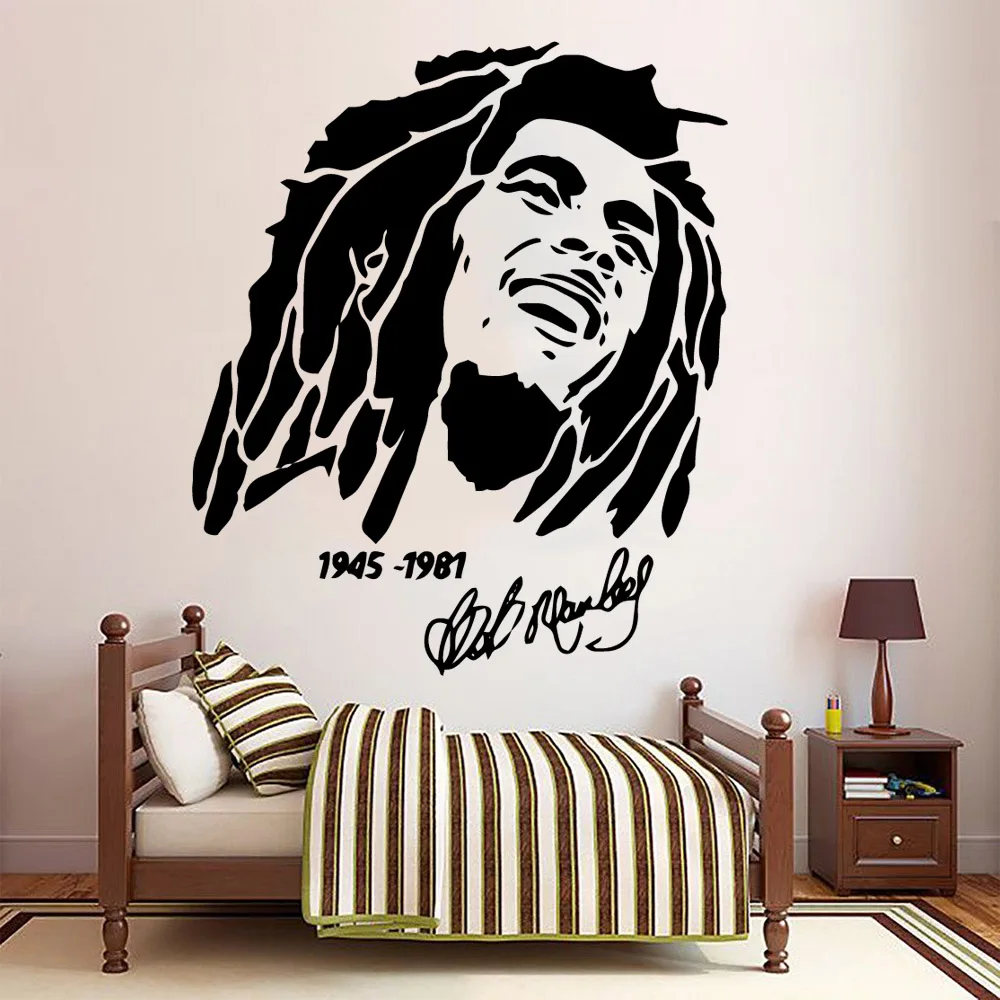 Colorful Soul Music Singer Bob Marley Removable Art Vinyl Wall Stickers For Kids Rooms Waterproof Wall Art Decal