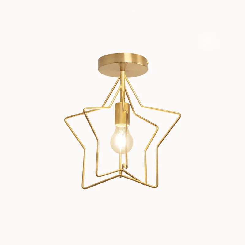 

Creative Pentagram Iron Industrial wind Ceiling Light Retro circle E27 Black/Gold Ceiling Lamp For Restaurant Bar Coffee Shop