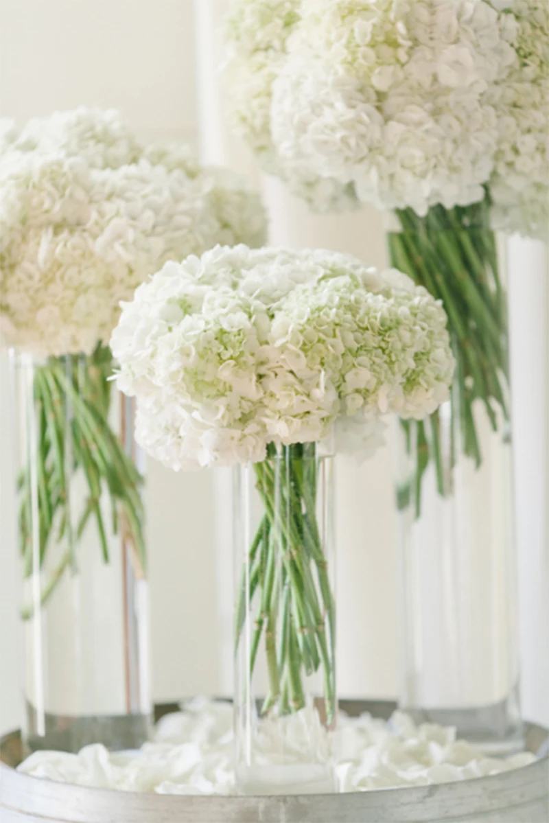 8cm 5Heads Hydrangea Artificial Flowers High Quality Silk Blooming Peony Fake Flower White Wedding Flowers Bouquet Home Decor