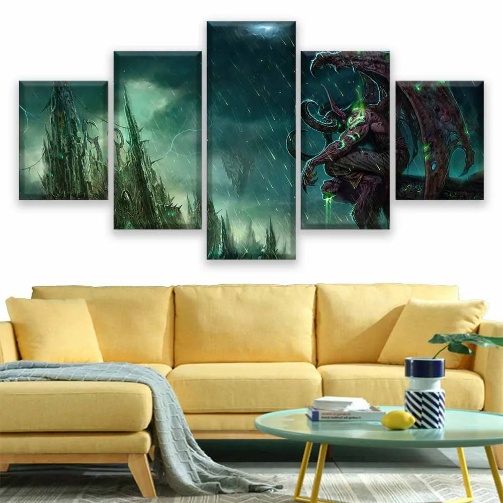  Canvas Painting 5 Pieces Illidan Stormrage DOTA 2 Wall Picture Art Prints Modular Game Poster For L