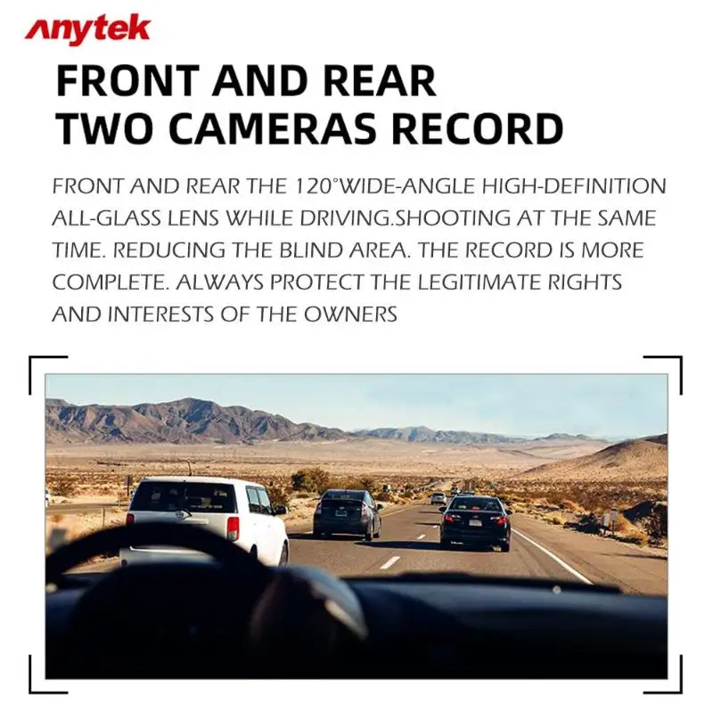 Anytek A5+ 4," FHD 1080P Автомобильное зеркало заднего вида DVR камера Dashcam двойной объектив 120 широкоугольный видеорегистратор ночного видения видеорегистратор