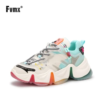 

FVMX Height Increased Colorful Jelly Fashion Stylish Shoes for Woman Sneakers Female Outdoor Shoes Athletic Cushioning Footwear
