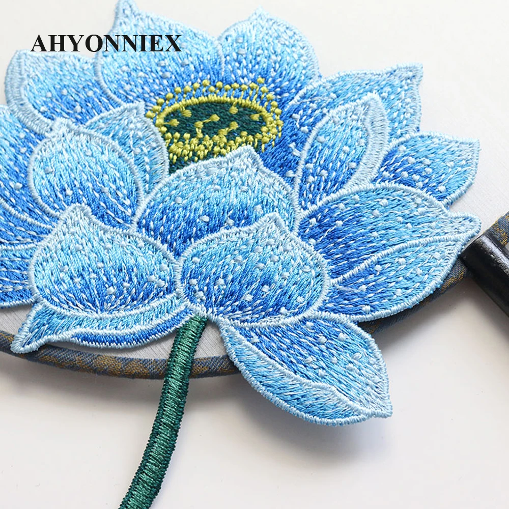 AHYONNIEX 연꽃 아플리케 자수 천 패치, 원피스 클래식 코스튬 DIY 액세서리, 1 개