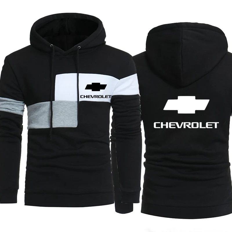 Hoodies Men Chevrolet Motor Car Logo Print Sweatshirt Spring Autumn Mens Fashion Hoodie hiphop harajuku Casual tracksuit - Цвет: Черный