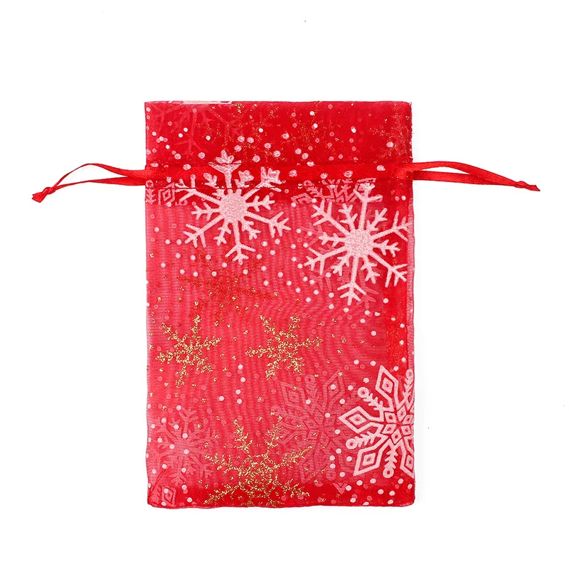 snowflake 50 шт. 10X15 13X18 см цветной мешочек из органзы на Рождество марлевые Элементы Ювелирные изделия Сумки Упаковка Drawable органзы подарочные пакеты 66 - Цвет: snowflake
