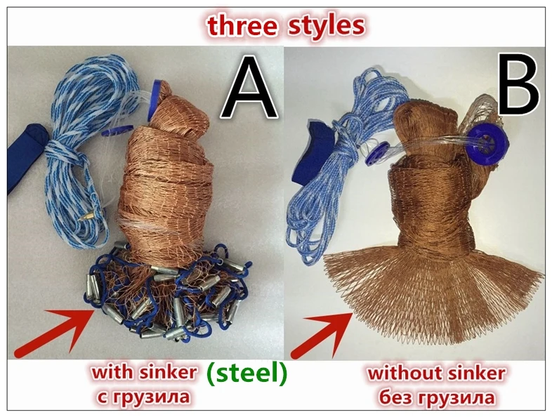 2,4 М-7,2 м рыболовная сеть в американском стиле, литая сеть с грузила и без грузила, Спортивная ручная рыболовная сеть, маленькая литая сетка