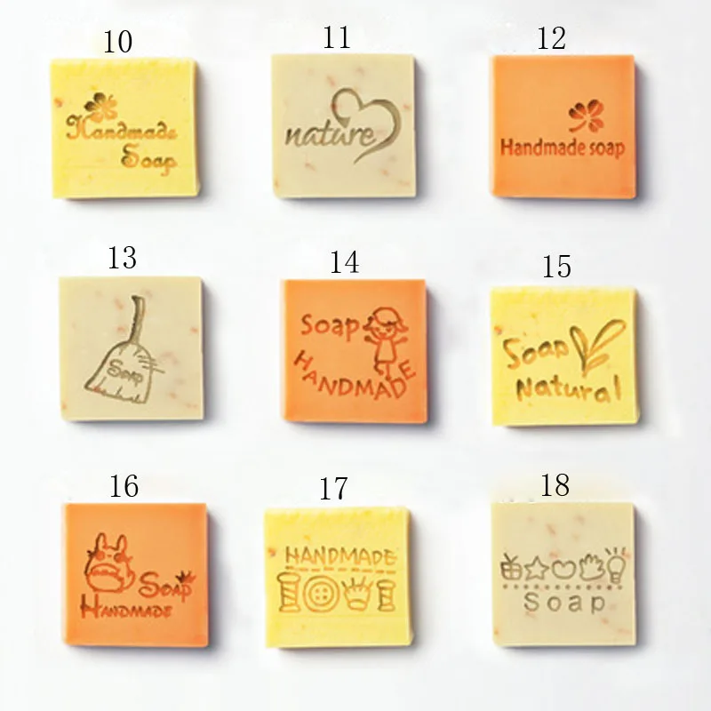 Transparent Natural Handmade Soap Seal, Acrylic Crystal Stamp, Mini Leaves and Letters Patterns, Organic Glass