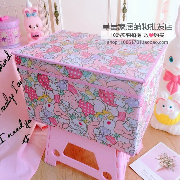 Розовый Мультфильм «Hello Kitty» My Melody Cinnamoroll pompomparin косметичка Сумка Макияж Чехол одежда для игрушек складной ящик для хранения сумка органайзер - Цвет: Розовый