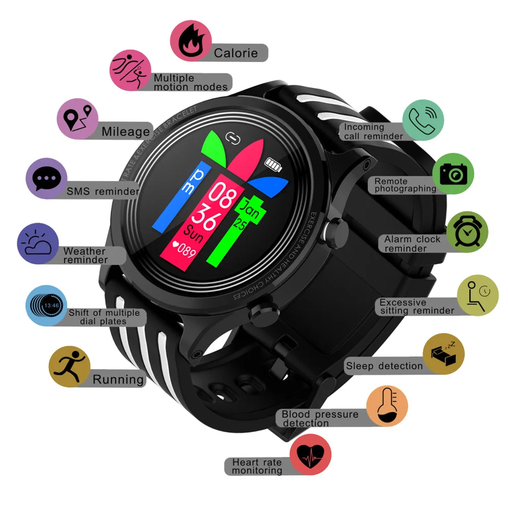 

E5 Smart Watch men Women Waterproof IP68 Weather display Smartwatch Sports Watch Heart rate blood pressure blood health tracker