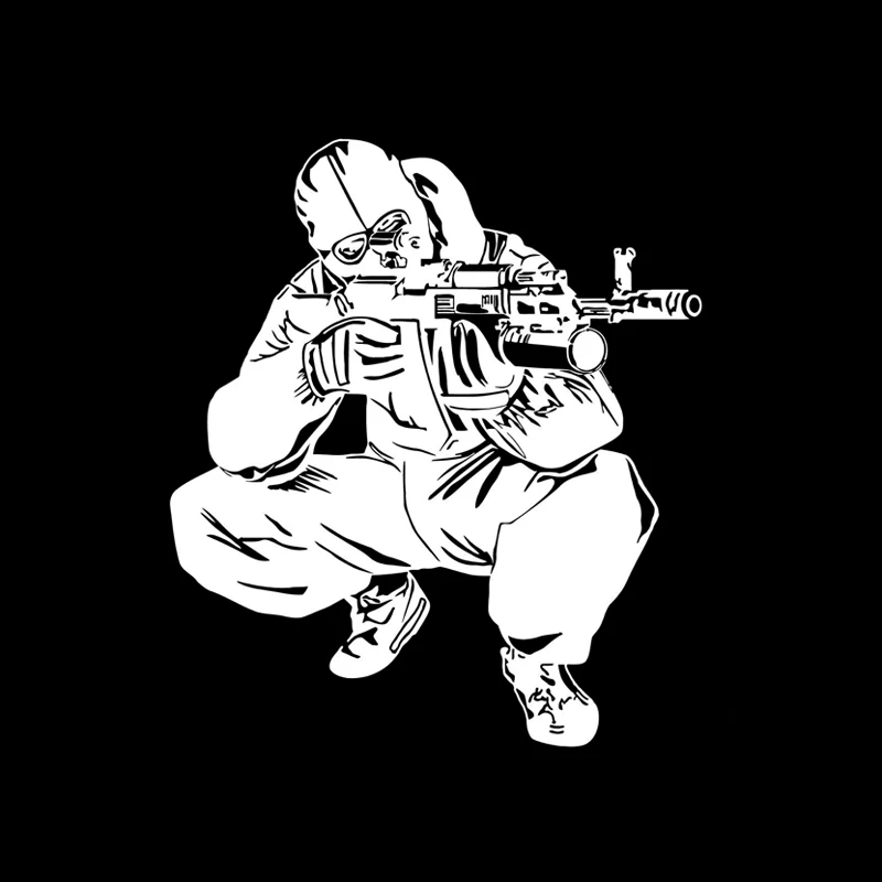 

Car Sticker The Coolest Weapon AK-14 Combat Soldier Shooting Decoration Car Sticker PVC Graphic Accessories 15.9* 18.2cm