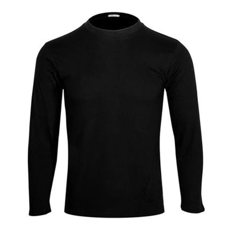 black HW Осенняя Новинка хлопковая Мужская футболка, Мужская футболка с длинным рукавом, Высококачественная Однотонная футболка для пары с круглым вырезом - Цвет: black