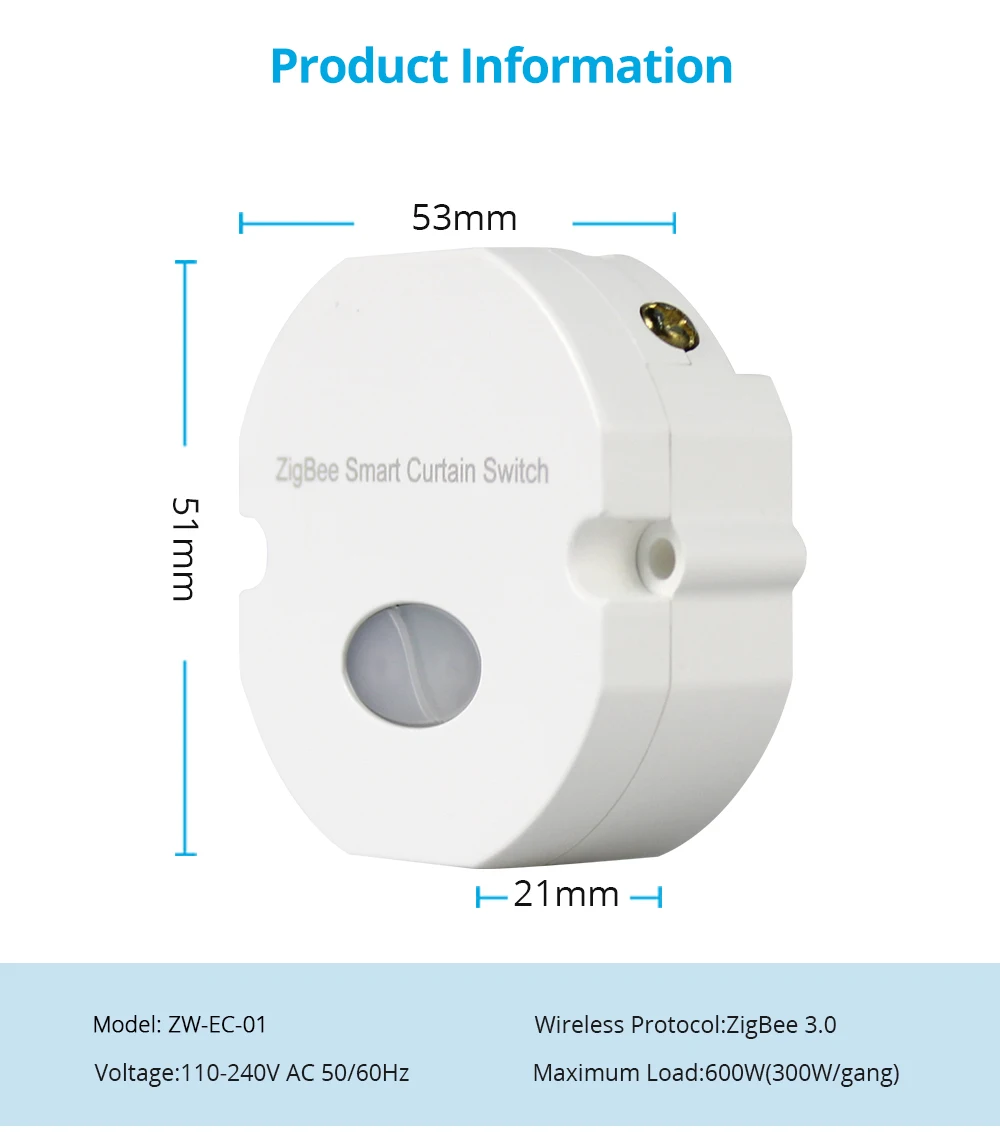 Tuya Zigbee Smart Curtain Switch for Roller Blind Shutter Motor Curtain Inline M