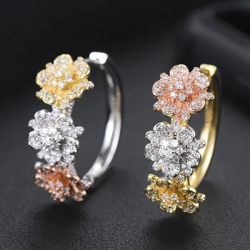 

LARRAURI Wedding DUBAI Bridal Round Circle Jewelry Cute Small Hoop Earrings Trendy Silver Gold Rosegold Flower Women Earrings