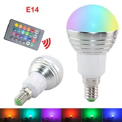 3 Вт AC85-265v RGB светодиодный светильник E14 E27 светодиодный меняющийся красочный RGB Волшебная светодиодная лампочка прожектор + ИК-пульт