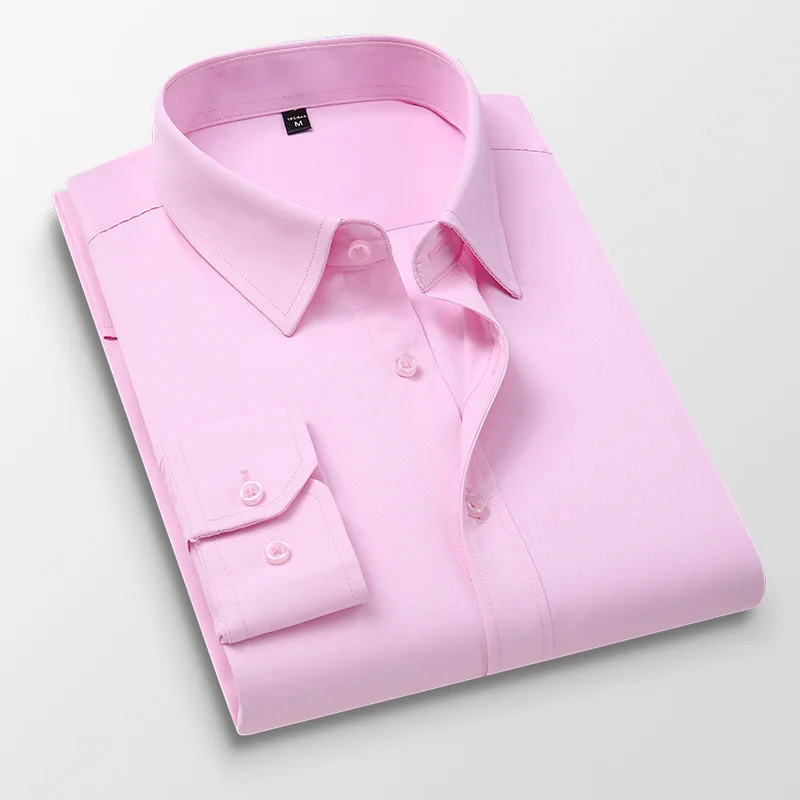 Plus Size 5XL 6XL 7XL Men Solid Color Business Shirt Fashion Casual Slim White Long Sleeve Shirt Male Brand Clothes 6