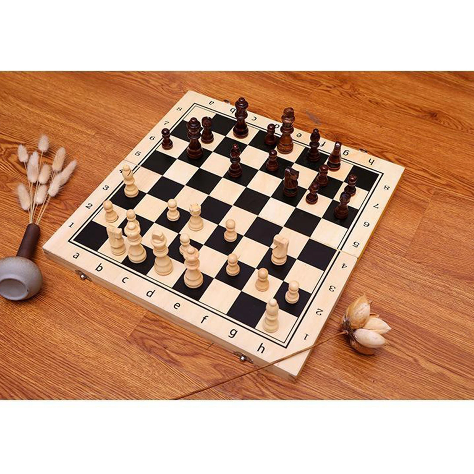 1 Set Magnetic Wooden Folding Chess(34 chess pieces+1 board), Made Of Quality Wood With Precision, Smooth and Even
