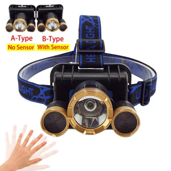 

New Sensor Headlight Super Bright Headlamp With Rechargeable Battery Frontal Head Light Powerful LED Torch Lamp Fishing Camping