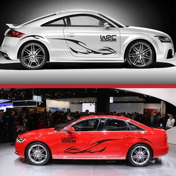 

1 Pair Car Sticker Sports Racing Stripe Graphic Stickers Body Side Door Vinyl Decals Auto Decoration for ford focus 2 audi a3