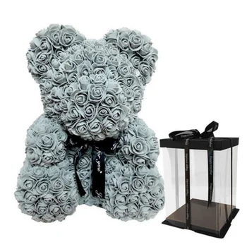 

HOT Valentines Day Gift 25cm Red Rose Teddy Bear Rose Flower Artificial Decoration Christmas Gifts Women Valentines Gift1